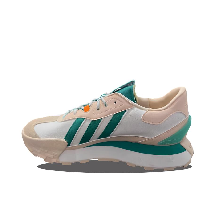 推荐商品：adidas neo Futro Mixr 运动休闲鞋 防滑耐磨轻便舒适增高厚底透气复古织物轻运动 绿色/米黄色