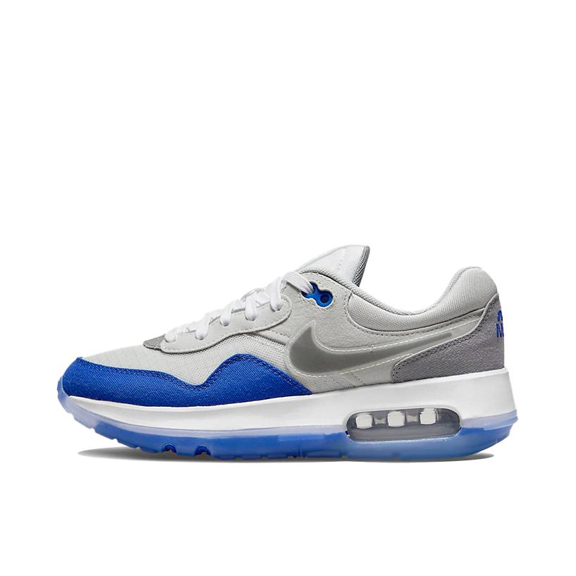 推荐商品：Nike Air Max Motif 跑鞋 复古简约休闲运动缓震防滑耐磨轻便透气织物 GS/浅灰/蓝色