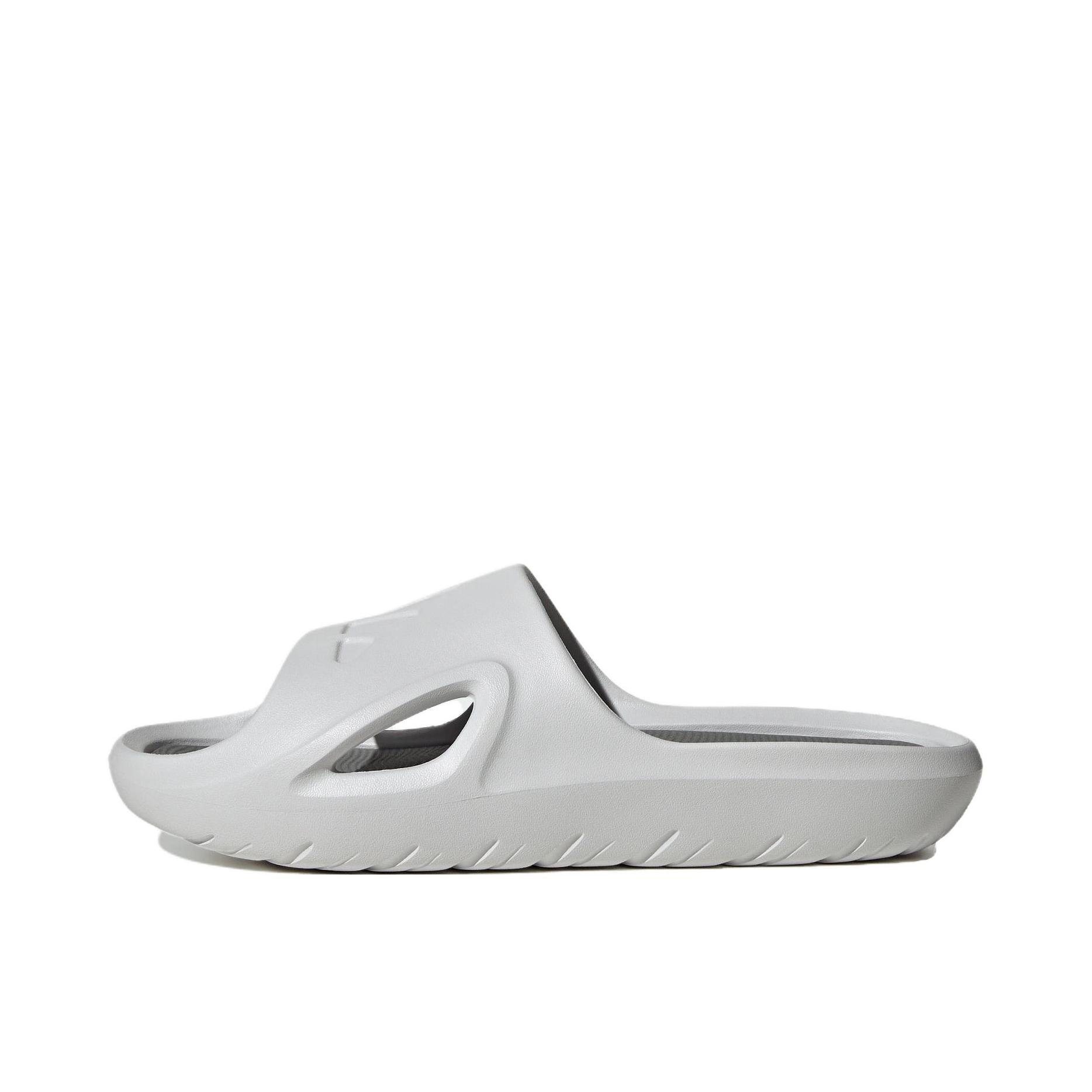 推荐商品：adidas Adicane 防滑耐磨 轻便透气 运动 休闲舒适 一字 拖鞋 浅灰色