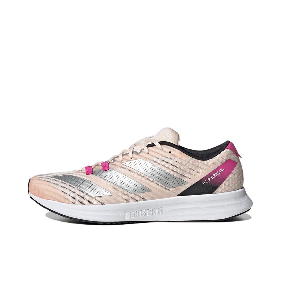 推荐商品：adidas Adizero RC 5 减震 轻便 织物 碳板 网布 跑鞋 粉色/银色