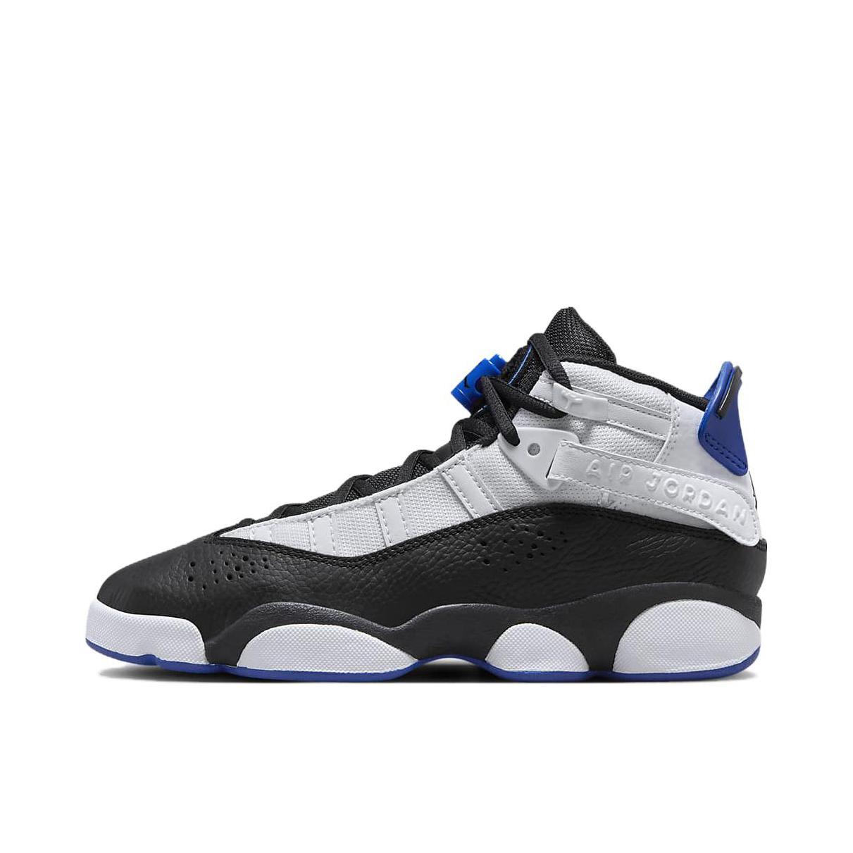 推荐商品：Air Jordan 6 Rings 六冠王 篮球鞋 zoom air缓震透气耐磨复古潮流百搭防滑包裹性 GS/白色/黑色/蓝色