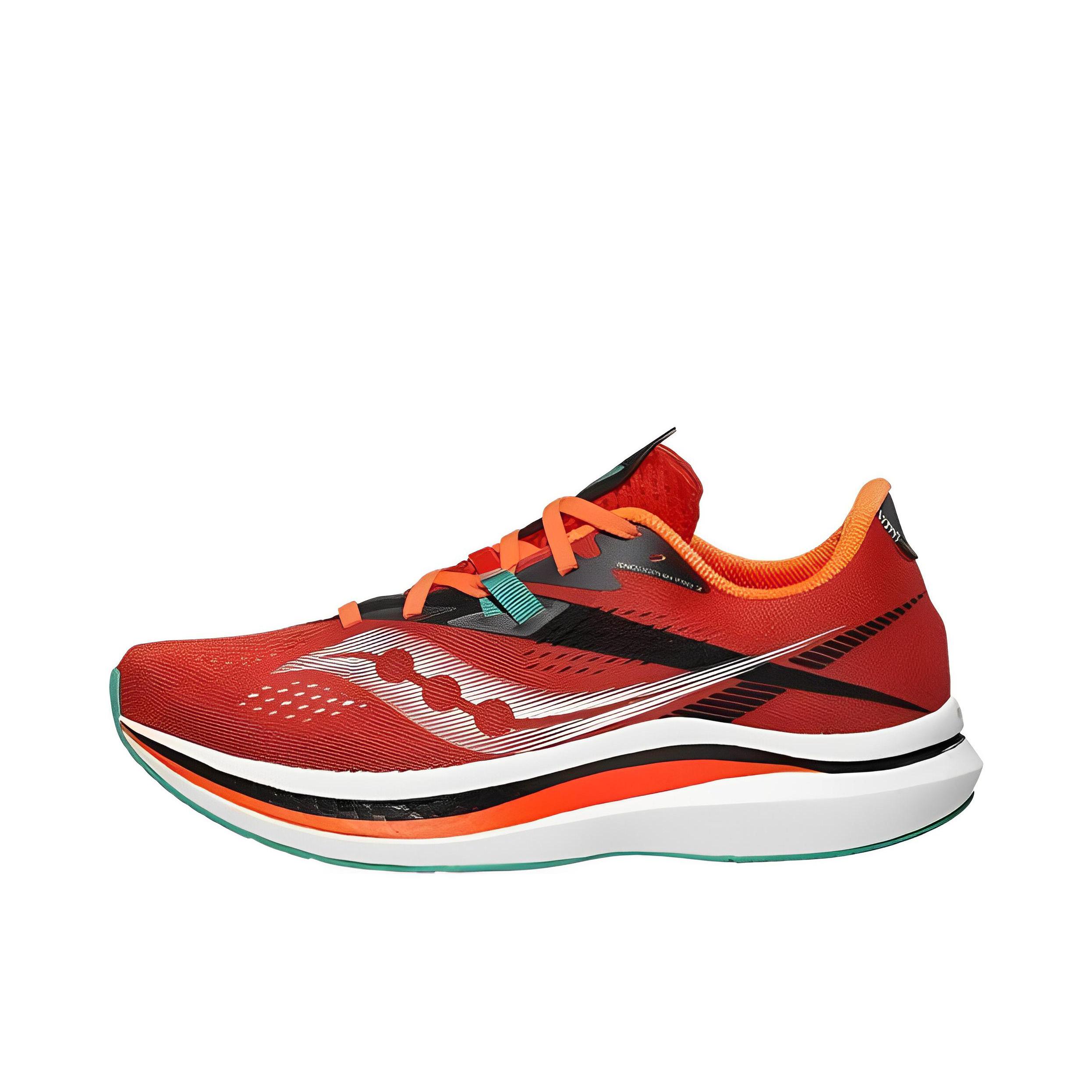 推荐商品：Saucony/索康尼 Endorphin Pro 啡鹏 2 竞速碳板 防滑耐磨 圆头 透气 防水 缓震回弹 跑鞋 橘红色/绿色/黑色