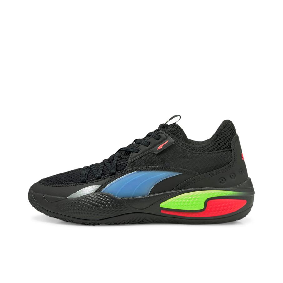 推荐商品：【赵继伟同款】Puma/彪马 Court Rider 1.0 RIDER FOAM中底 合成革 缓震支撑 防滑耐磨 包裹性 篮球鞋 黑色