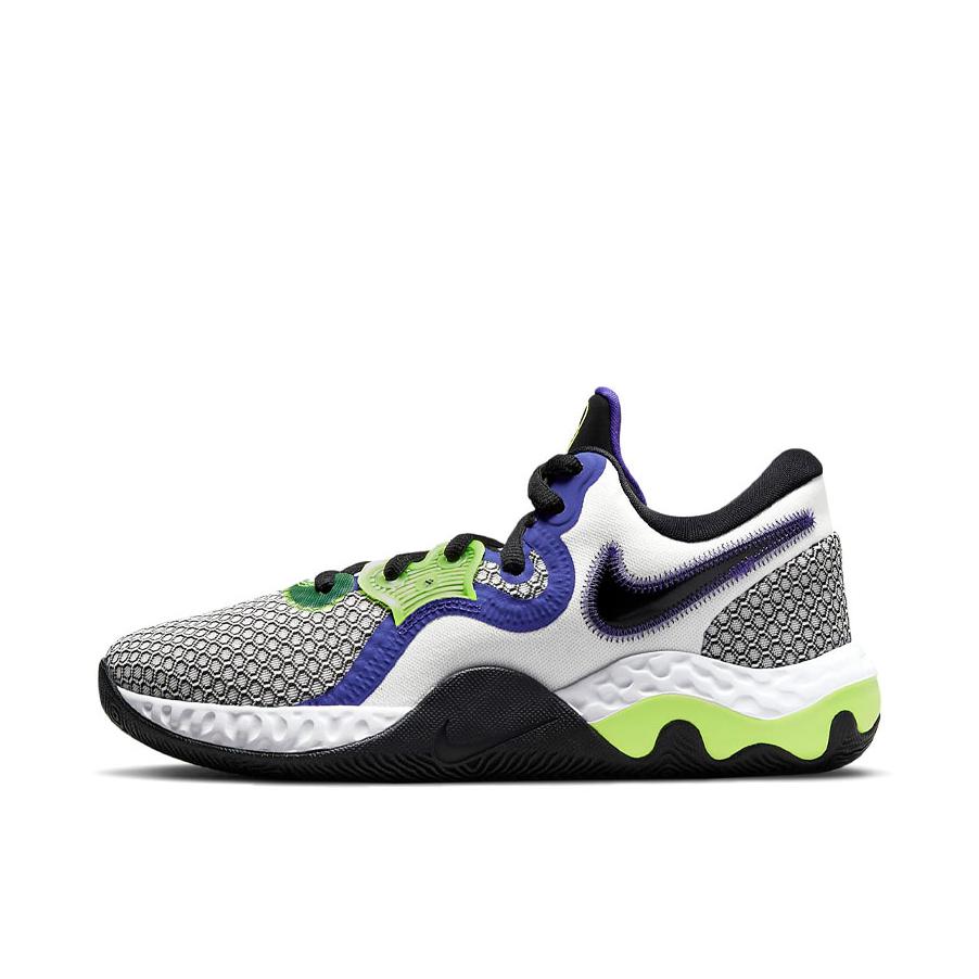 推荐商品：Nike Renew Elevate 2 实战 防滑耐磨包裹性支撑 篮球鞋 白色/紫色/荧光黄