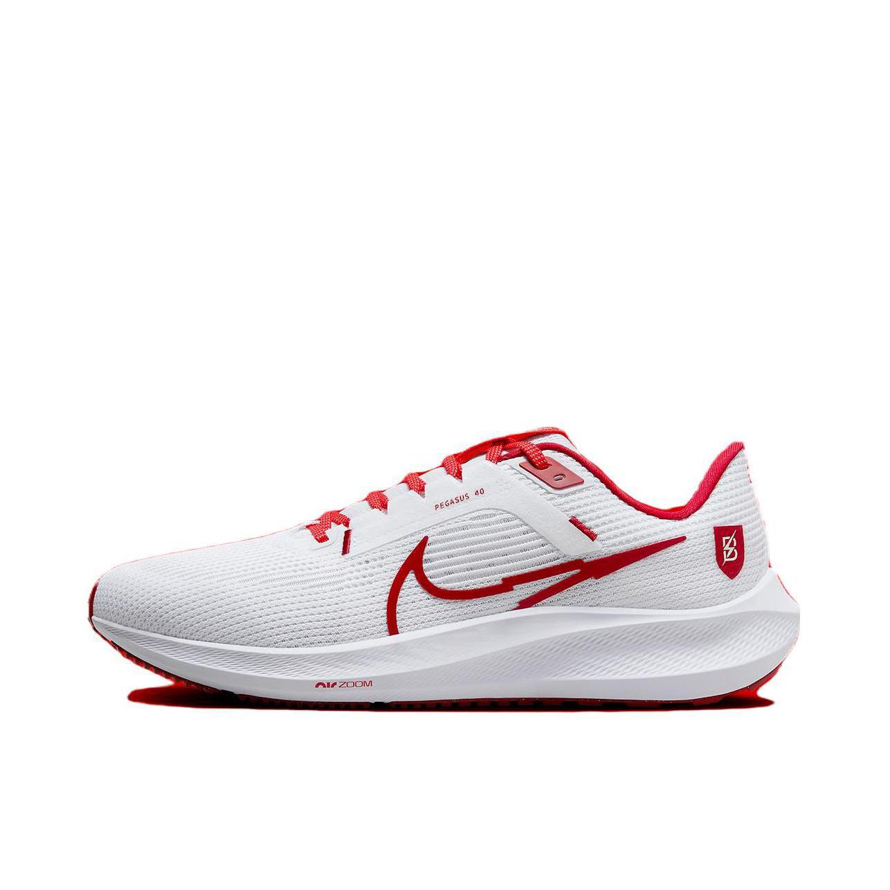 推荐商品：Nike Air Zoom Pegasus 40 跑鞋 缓震网面透气轻质飞马田径训练回弹支撑圆头 红色/白色