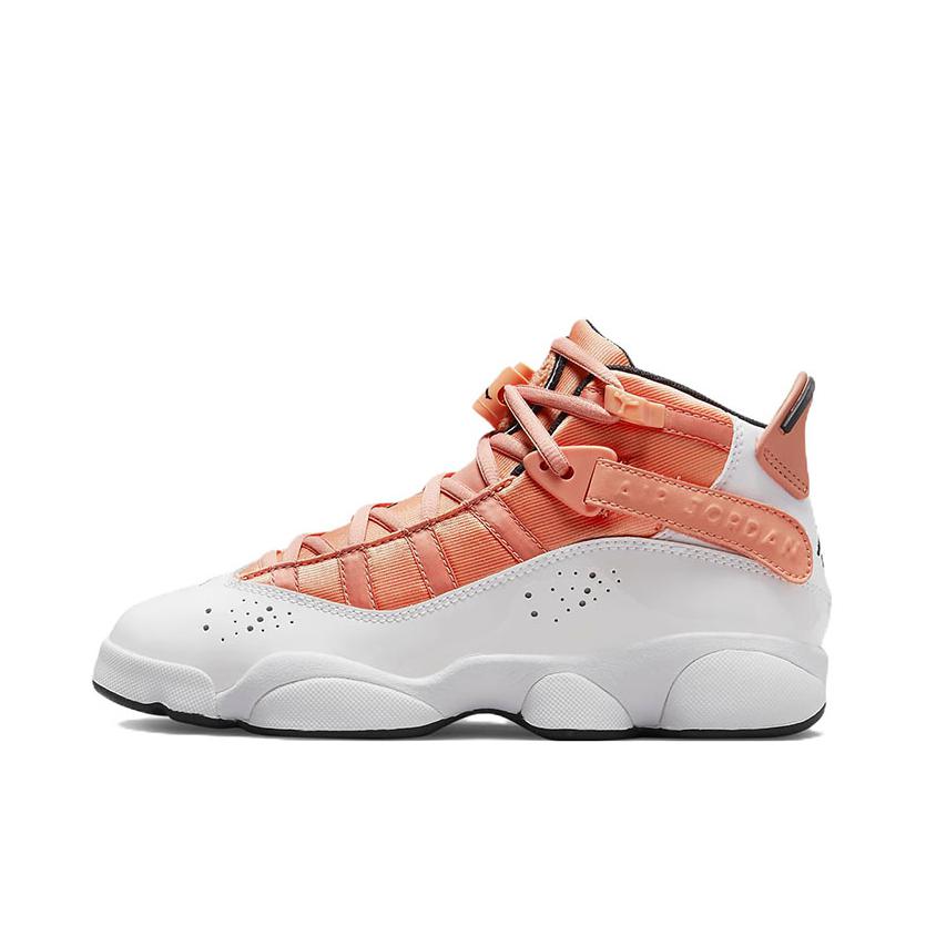 推荐商品：Air Jordan 6 Rings 六冠王 篮球鞋 zoom air缓震透气耐磨复古潮流百搭防滑包裹性 GS/白色/粉色