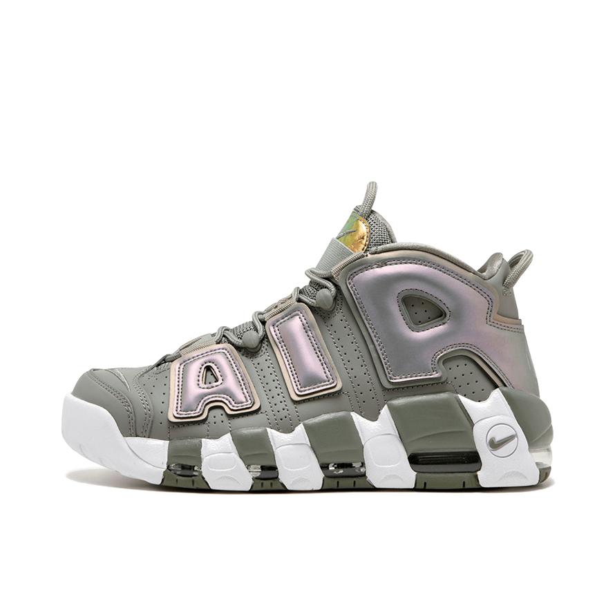 推荐商品：Nike Air More Uptempo 运动休闲鞋 缓震复古百搭防滑耐磨支撑圆头篮球风 Iridescent GS/灰黄色