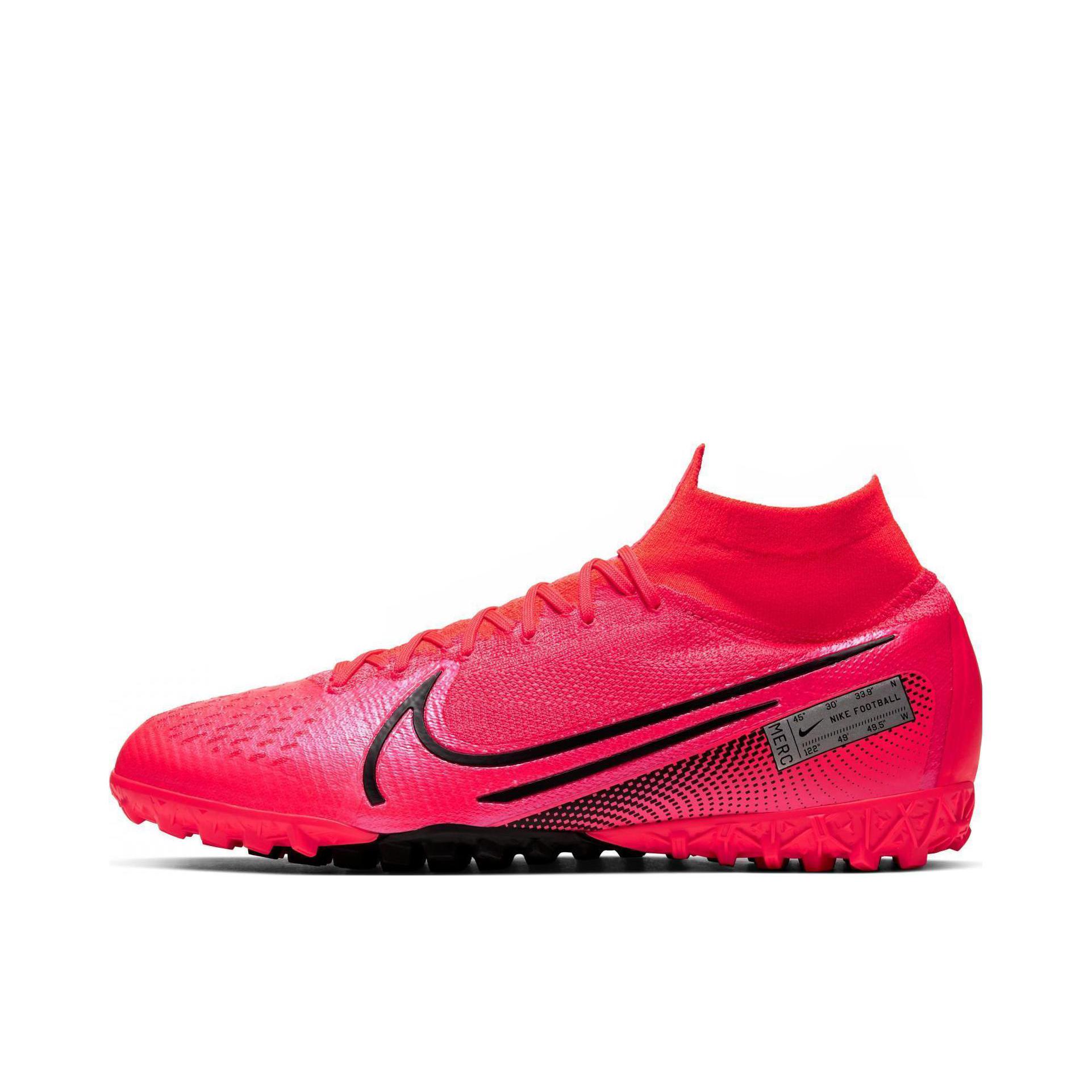 推荐商品：Nike Mercurial Superfly VII Elite TF 顶级 胶质碎钉 硬草地人造草地 减震防滑耐磨 足球鞋 Red/Pink 红粉