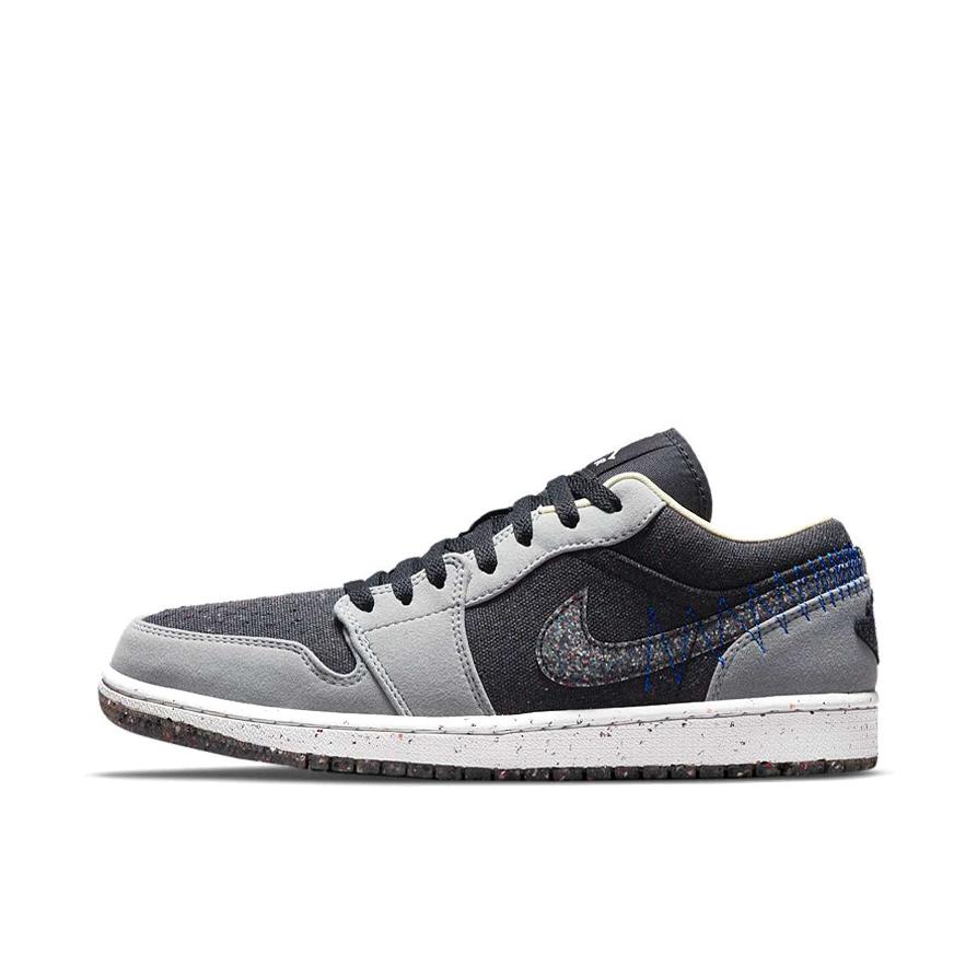 推荐商品：Air Jordan 1 板鞋 运动休闲鞋 复古潮流支撑合成革 Crater 低帮/灰蓝黑/缝线