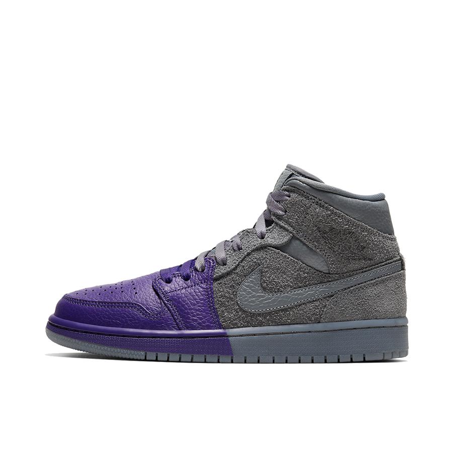 推荐商品：Air Jordan 1 板鞋 运动休闲鞋 复古潮流支撑合成革 Unite Sheila Rashid联名/灰色/紫色