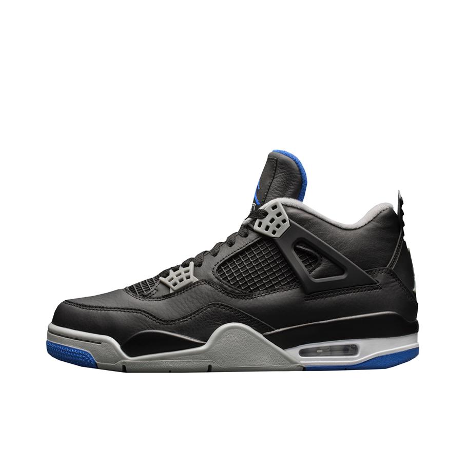 推荐商品：Air Jordan 4 运动休闲鞋 舒适缓震防滑耐磨复古简约时尚百搭支撑织物合成革轻质 Motorsports Alternate 黑蓝