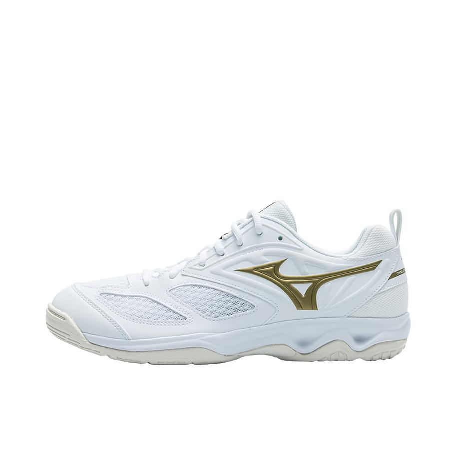 推荐商品：Mizuno/美津浓 Dynablitz 缓震回弹 防滑耐磨 轻便透气 舒适百搭 运动休闲 排球鞋 白色/金色