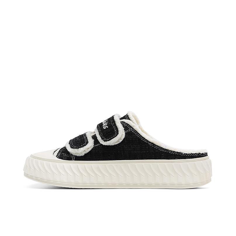 推荐商品：Dickies 时尚百搭 包头半拖 透气 一脚蹬 外穿 帆布鞋 232W50LXS80 白色/黑色