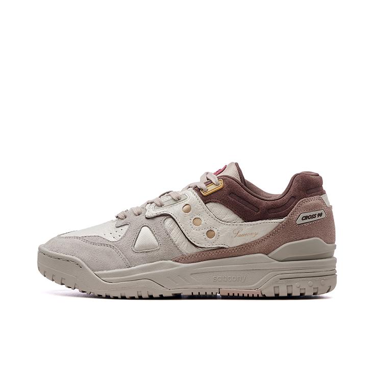 推荐商品：Saucony/索康尼 Cross 90 复古百搭 潮流 防滑耐磨 合成革 真皮 透气 增高 板鞋 运动休闲鞋 米色/灰色/豆沙色
