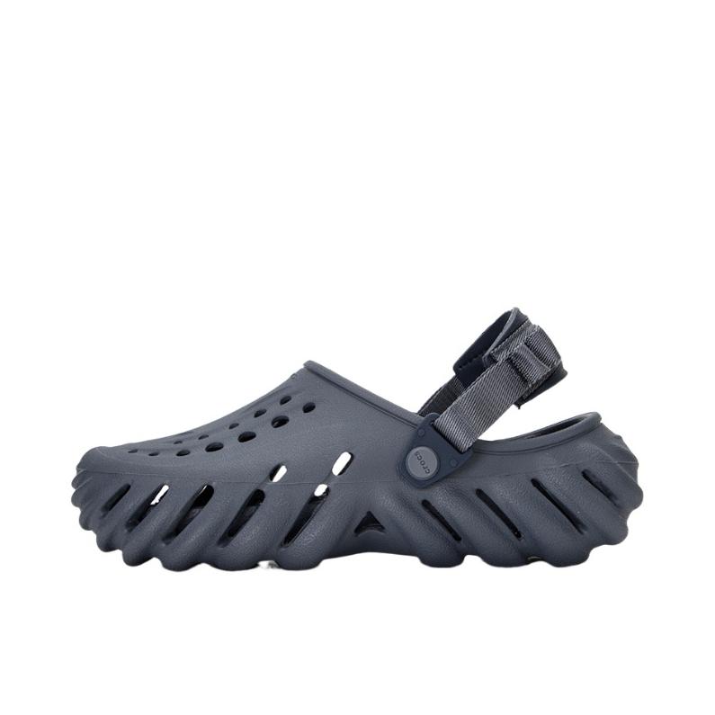 推荐商品：Crocs/卡骆驰 Echo Clog 波波 防滑包头 轻便舒适 一脚蹬 圆头 沙滩运动 涉水 缓震 洞洞鞋 凉鞋 深灰色