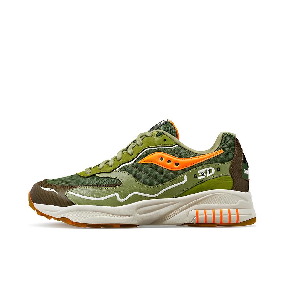 推荐商品：Saucony/索康尼 3D Grid Hurricane 飓风 轻便透气 防滑耐磨 减震 复古 织物 休闲运动 跑鞋 Maybe Tomorrow联名/绿色/棕色/黄色