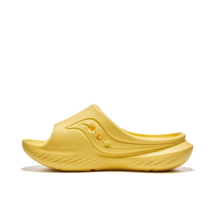 推荐商品：Saucony/索康尼 Cradle 减震回弹 舒适 防滑耐磨 外穿 软底 一脚蹬 一字 拖鞋 黄色
