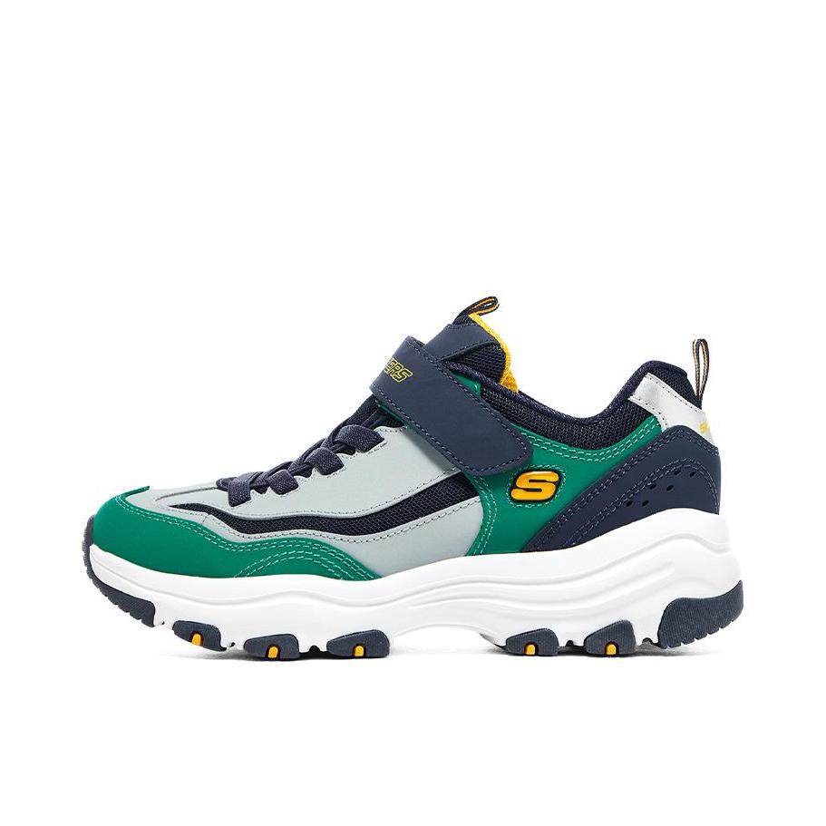 推荐商品：Skechers/斯凯奇 1-Conik 运动鞋儿童 时尚潮流休闲舒适厚底网面透气防滑耐磨缓震 大童/浅灰色/海军蓝色