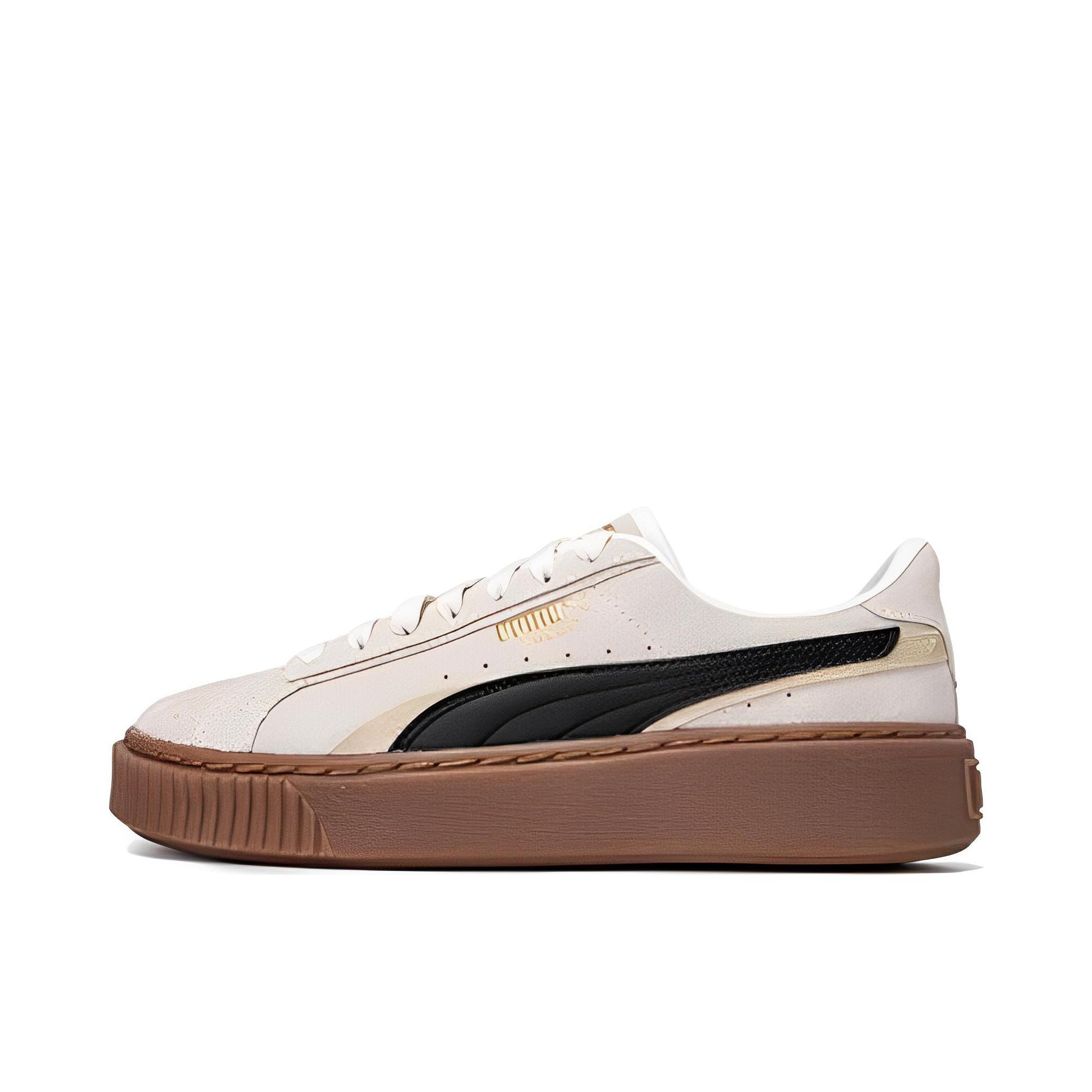 推荐商品：Puma/彪马 Suede Platform Rihana 蕾哈娜 松糕鞋 板鞋 复古百搭防滑耐磨舒适厚底休闲 米白色/黑色