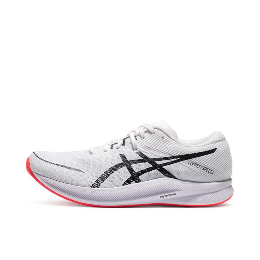 推荐商品：Asics/亚瑟士 Hyper Speed 3 跑鞋 轻量FLYTEFOAM科技圆头缓震回弹防滑耐磨织物碳板竞速 白色/水红色