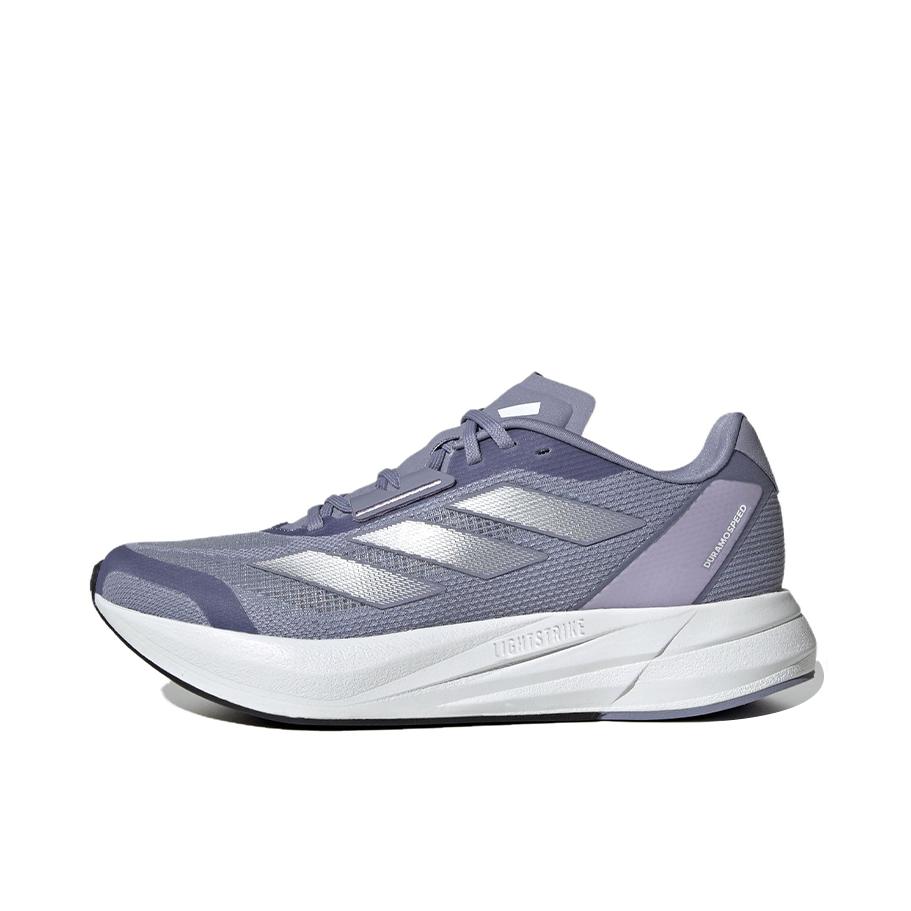 推荐商品：adidas Duramo Speed 跑鞋 减震回弹轻便防滑耐磨网面透气碳板备赛短跑稳定圆头 女款/紫色/银色