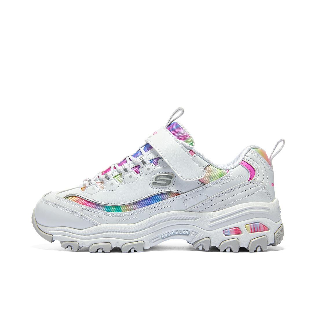 推荐商品：Skechers/斯凯奇 D'Lites 防滑耐磨 减震回弹 舒适透气 复古休闲 百搭简约 时尚 魔术贴缓震网面 运动鞋儿童 大童/白色/彩色