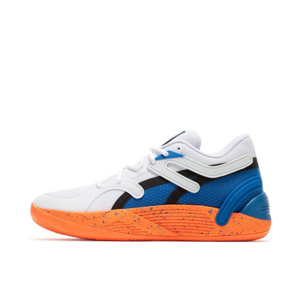 推荐商品：Puma/彪马 Trc Blaze Court 防滑耐磨 舒适减震 实战 圆头 织物 篮球鞋 白色/极致橙/深蓝
