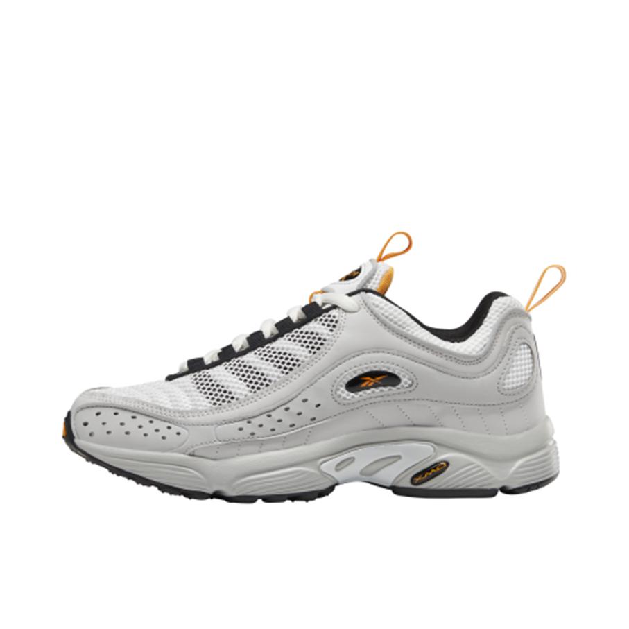 推荐商品：Reebok/锐步 Daytona DMX II 跑鞋 减震回弹防滑耐磨舒适轻便网面透气休闲简约百搭复古 灰色/橙色