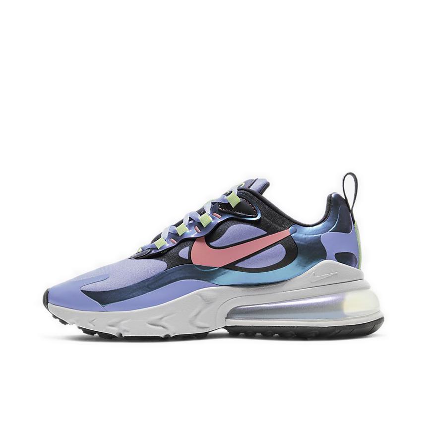 推荐商品：Nike Air Max 270 React 跑鞋 气垫缓震耐磨舒适透气复古拼接圆头回弹 Purple/Black/Pink 浅紫/黑色/粉色