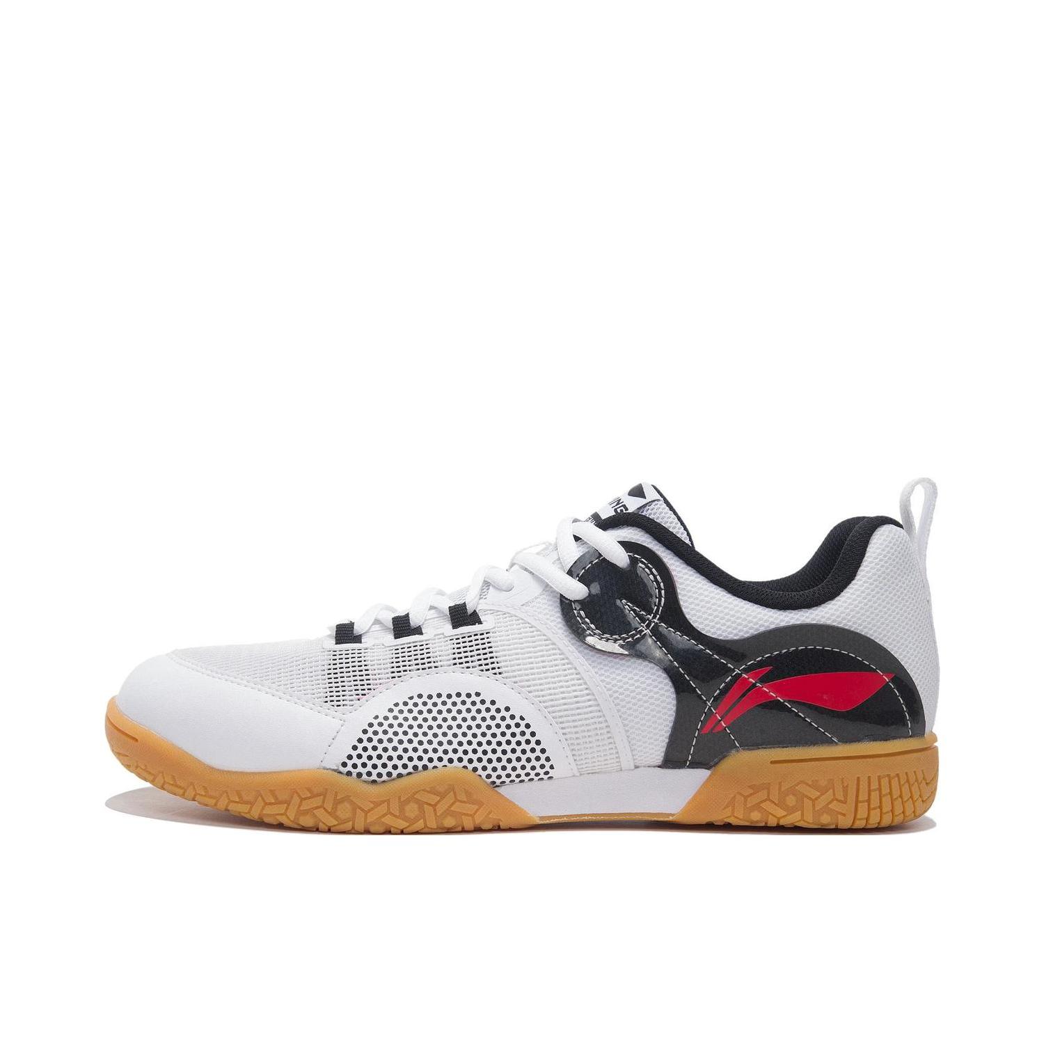 推荐商品：李宁 游刃系列 耐磨防滑 透气乒乓球鞋 APTR007 白色/黑色