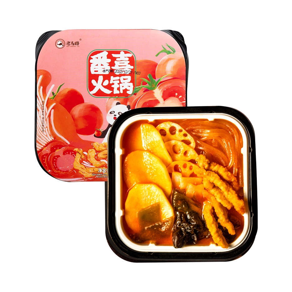 推荐商品：老马路 番喜酥肉 自热火锅 盒装 方便麻辣自助番茄酸菜懒人