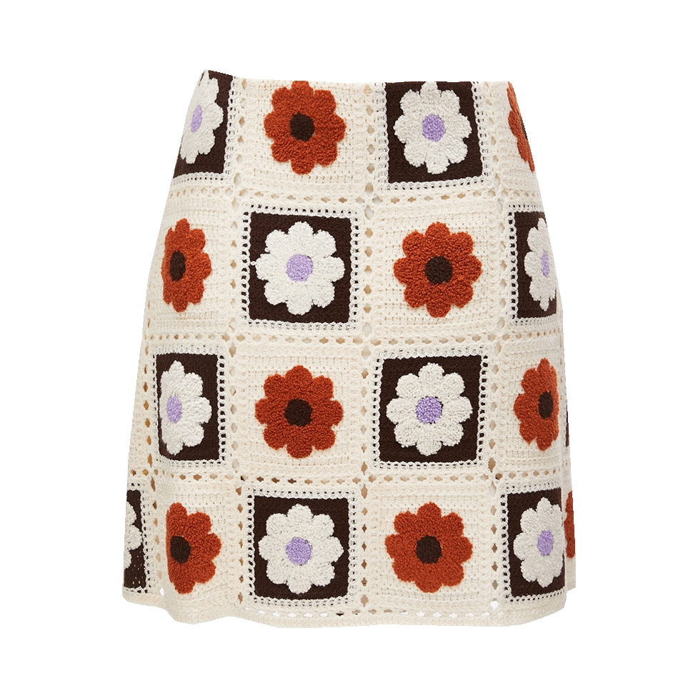 推荐商品：VERO MODA  甜美可爱毛巾绣复古针织半身短裙 女装 32311G013 落叶棕