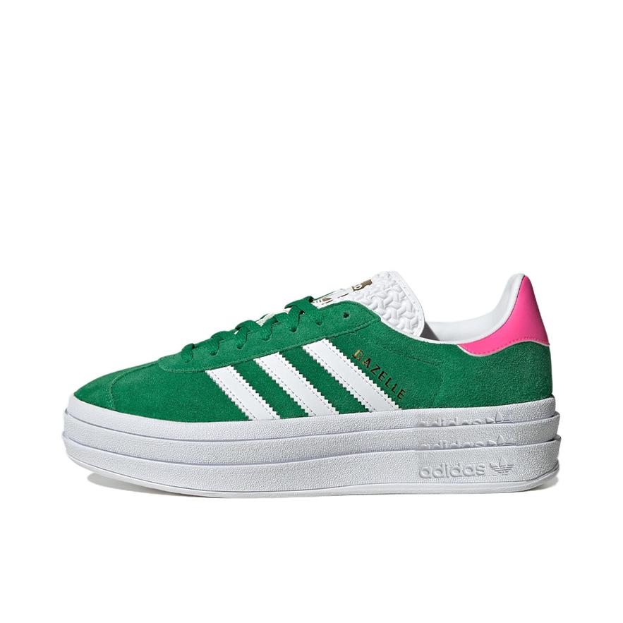 推荐商品：adidas Originals Gazelle Bold T头鞋 德训鞋 运动休闲鞋 经典厚底防滑耐磨贴合 白色/绿色