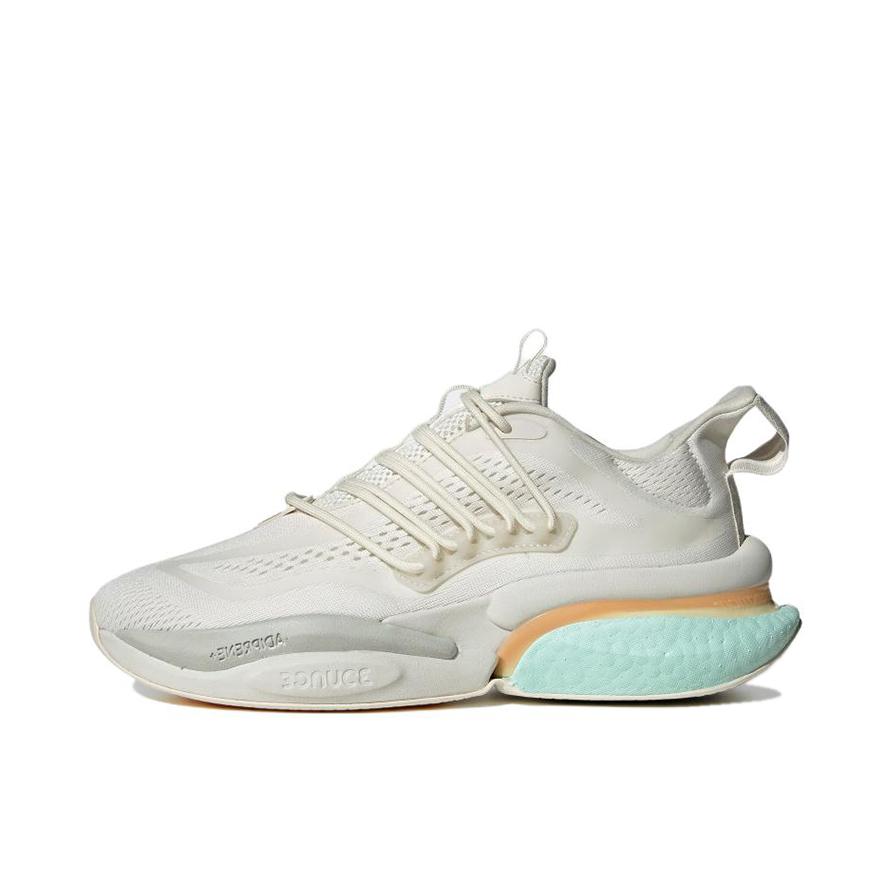 推荐商品：adidas AlphaBoost V1 跑鞋 缓震回弹防滑耐磨网面透气训练轻运动织物合成革轻便 汉玉白
