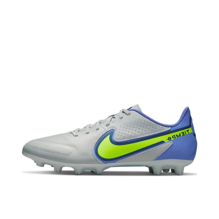推荐商品：Nike Tiempo Legend 9 Academy HG 中端 胶质短钉 坚硬人工草场 防滑 足球鞋 灰色/黄色
