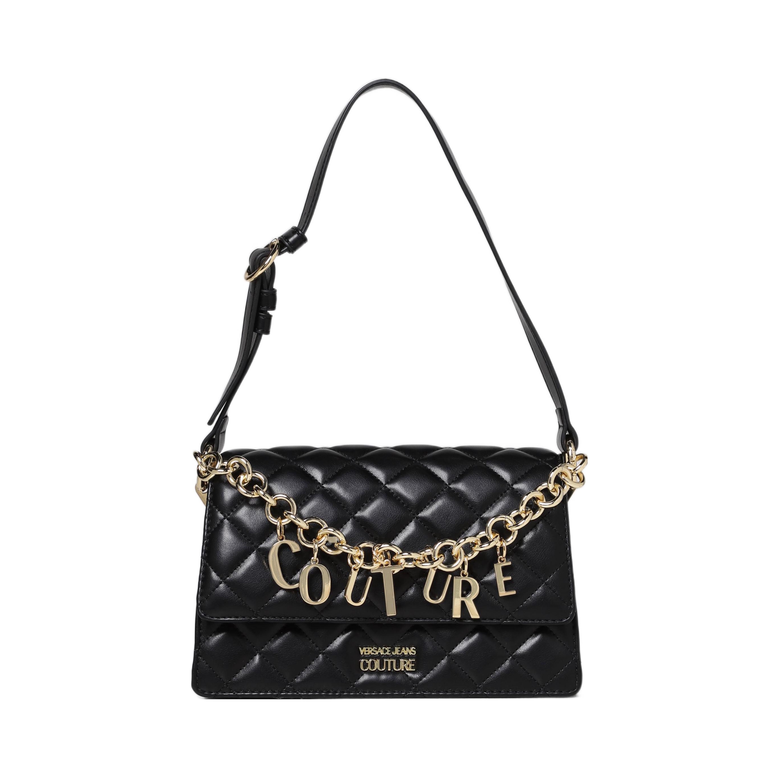 推荐商品：VERSACE JEANS COUTURE 复古绗缝链条字母Logo坠饰腋下手提单肩包 