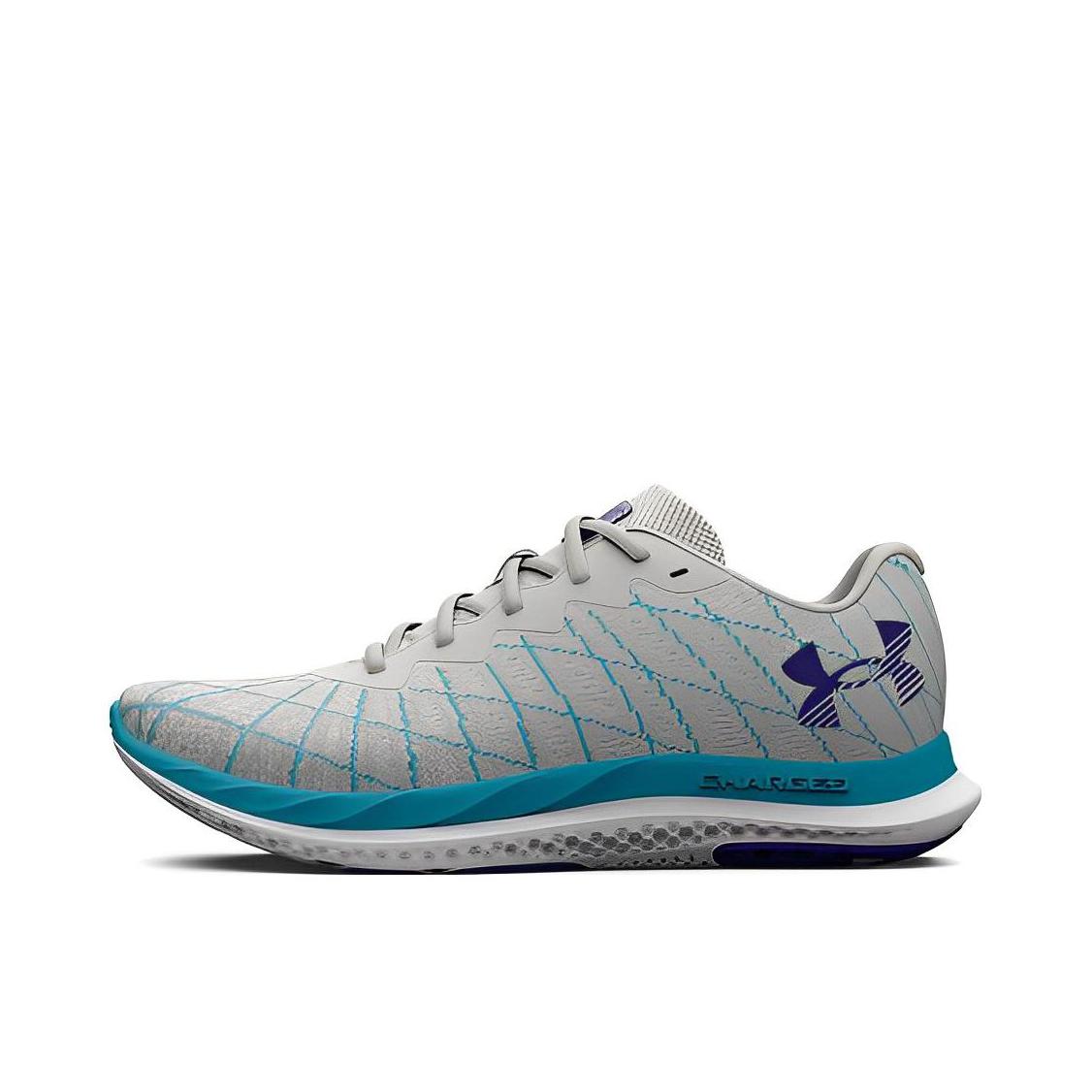 推荐商品：Under Armour/安德玛 Charged Breeze 缓震透气 健身训练 网眼 轻便 舒适耐磨 织物网布 跑鞋 灰色/蓝色