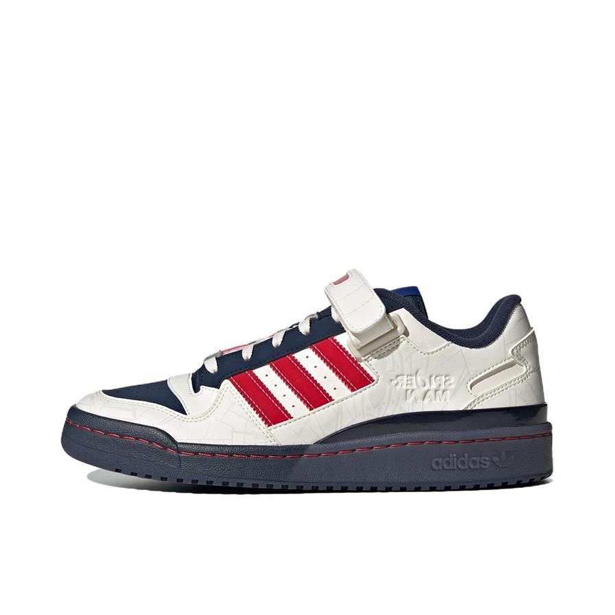 推荐商品：adidas Originals Forum 板鞋 轻便复古防滑时尚魔术贴篮球风薄底包裹性 漫威联名/米白/藏青蓝