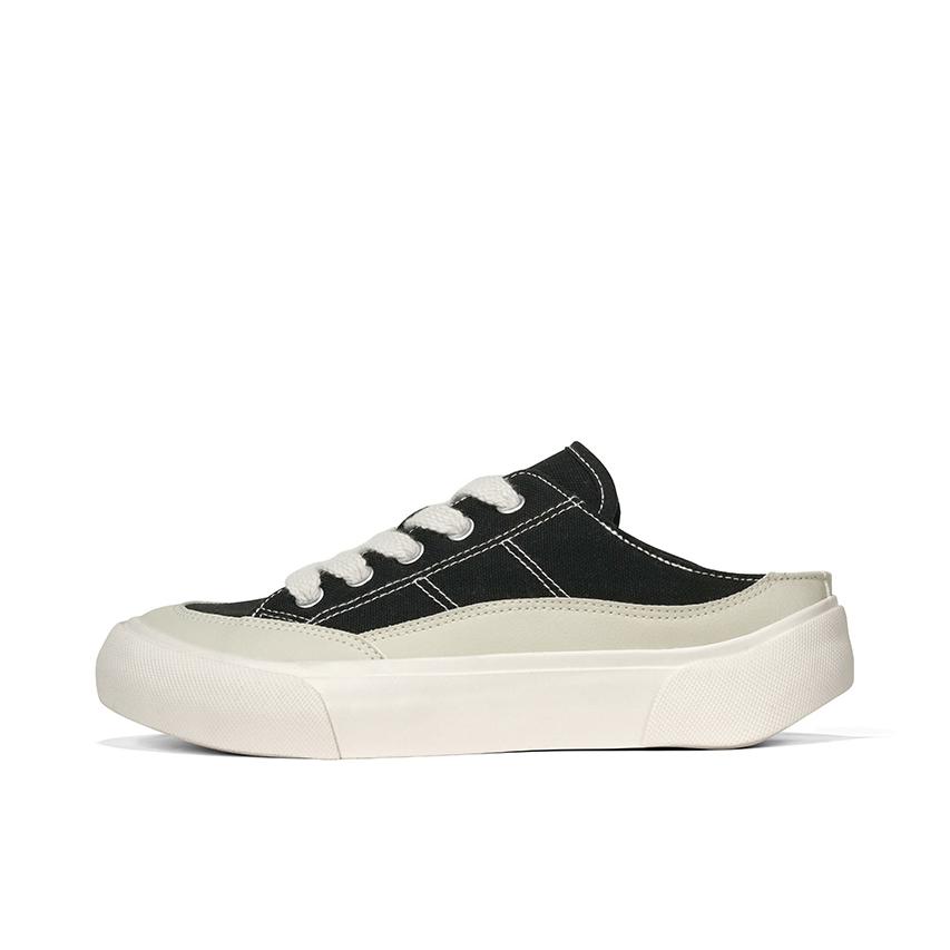 推荐商品：回力 厚底 一脚蹬 两穿 防滑耐磨 半拖 增高款 德训鞋 帆布鞋 WXY-F017G 黑色/米色