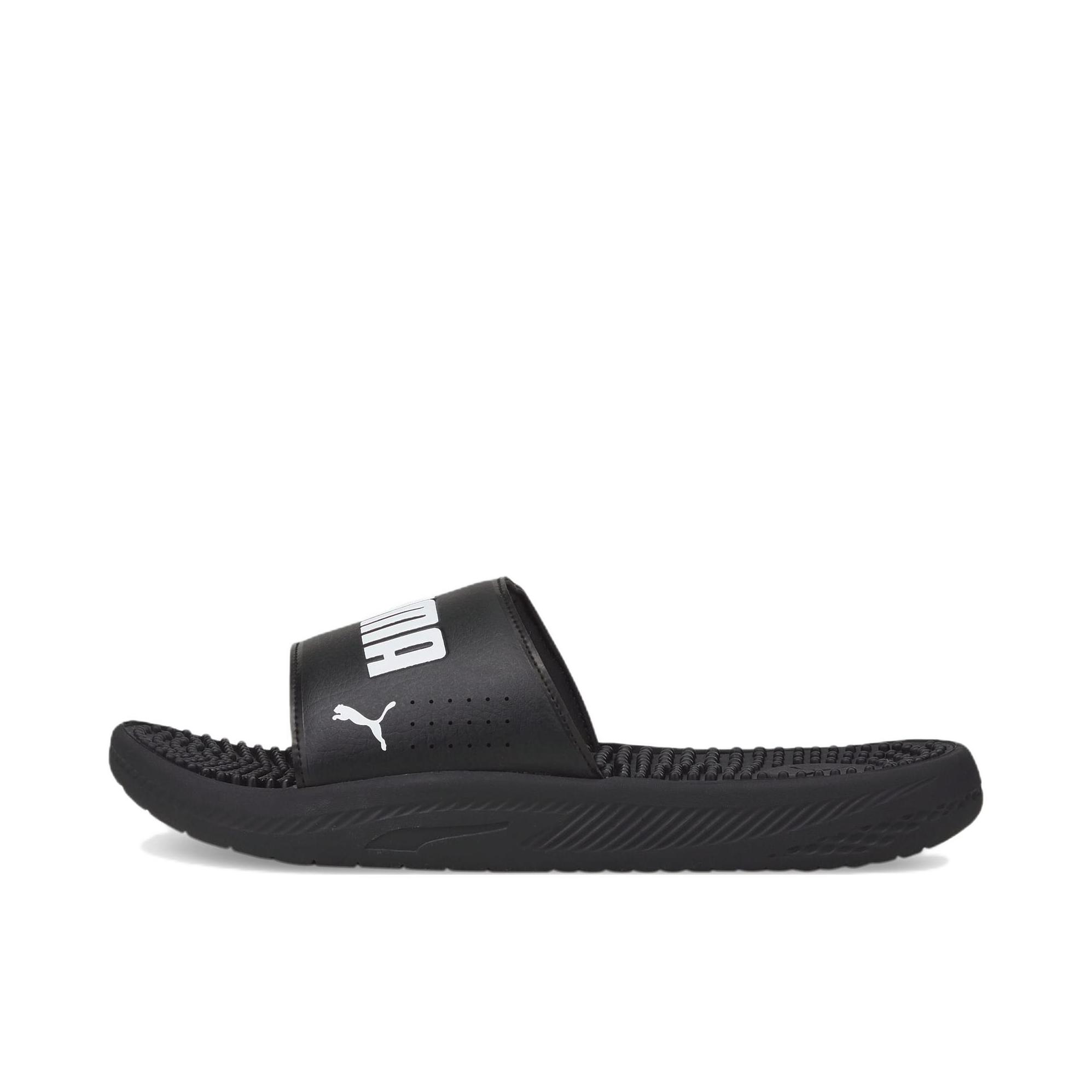 推荐商品：Puma/彪马 softride slide 拖鞋 休闲舒适耐磨一字运动魔术贴防滑贴合 白色/黑色