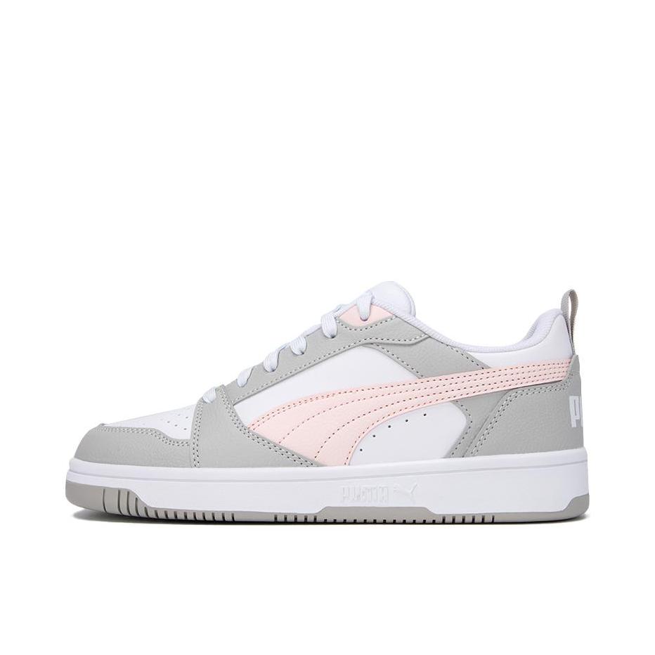 推荐商品：Puma/彪马 Rebound 板鞋 耐磨防滑轻便透气复古简约拼接时尚舒适 灰色/粉色