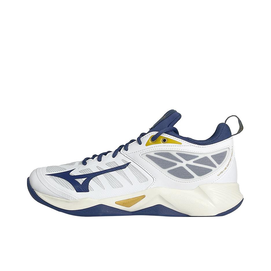 推荐商品：Mizuno/美津浓 Wave Dimension 比赛专用 支撑耐磨 缓震舒适 透气排球鞋 蓝色/白色/金色