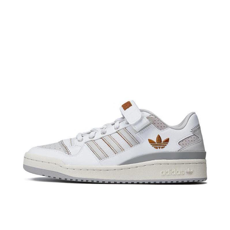 推荐商品：adidas Originals Forum 板鞋 轻便复古防滑时尚魔术贴篮球风薄底包裹性  白色/灰色