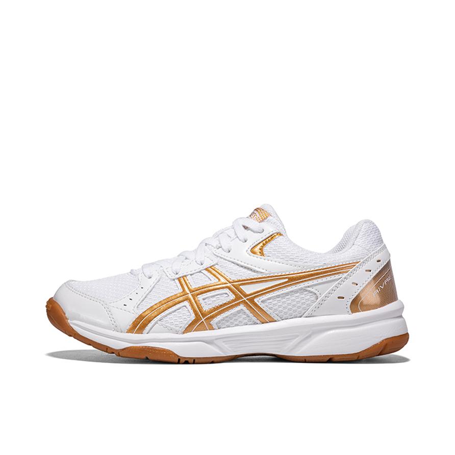 推荐商品：Asics/亚瑟士 River CS 防滑耐磨 轻便透气 舒适网面 运动 织物 乒乓球鞋 白色/金色