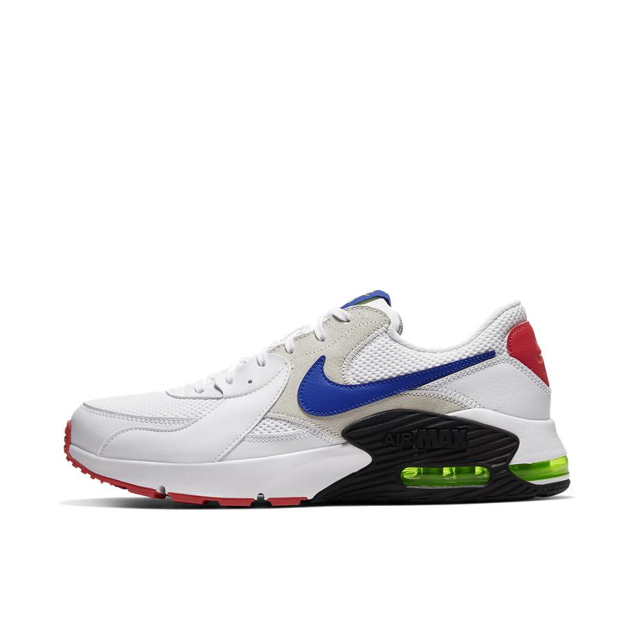 推荐商品：Nike Air Max Excee 跑鞋 防滑耐磨舒适缓震网面透气气垫复古支撑织物合成革圆头贴合抓地 White/Blue/Red 白色/蓝色/黑色
