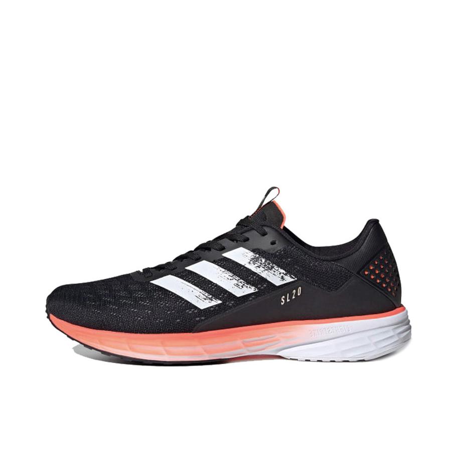 推荐商品：adidas SL20 跑鞋 防滑耐磨轻便透气织物 Black/White/Orange 男款/黑色/白色/橙色
