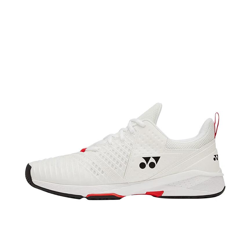 推荐商品：YONEX/尤尼克斯 Sonicage 3系列 舒适透气 减震 防滑 包裹性 耐磨 网球鞋 白色/红色
