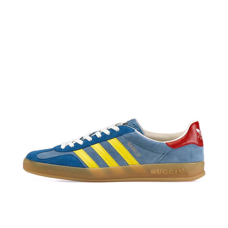 推荐商品：adidas Originals Gazelle T头鞋 德训鞋 板鞋 轻便复古薄底舒适百搭减震耐磨贴合圆头 GUCCI联名/蓝色/黄色