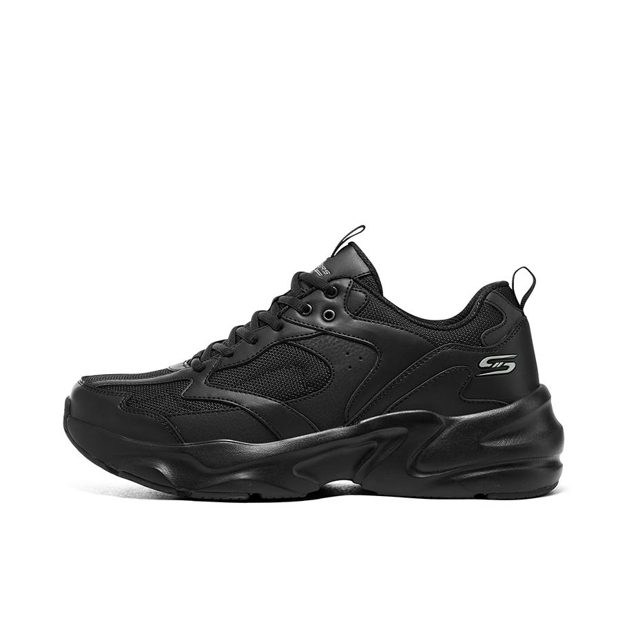 推荐商品：Skechers/斯凯奇 学院风 潮流百搭 防滑耐磨 网面透气 舒适轻便 厚底 缓震软底 休闲鞋 117365 纯黑色