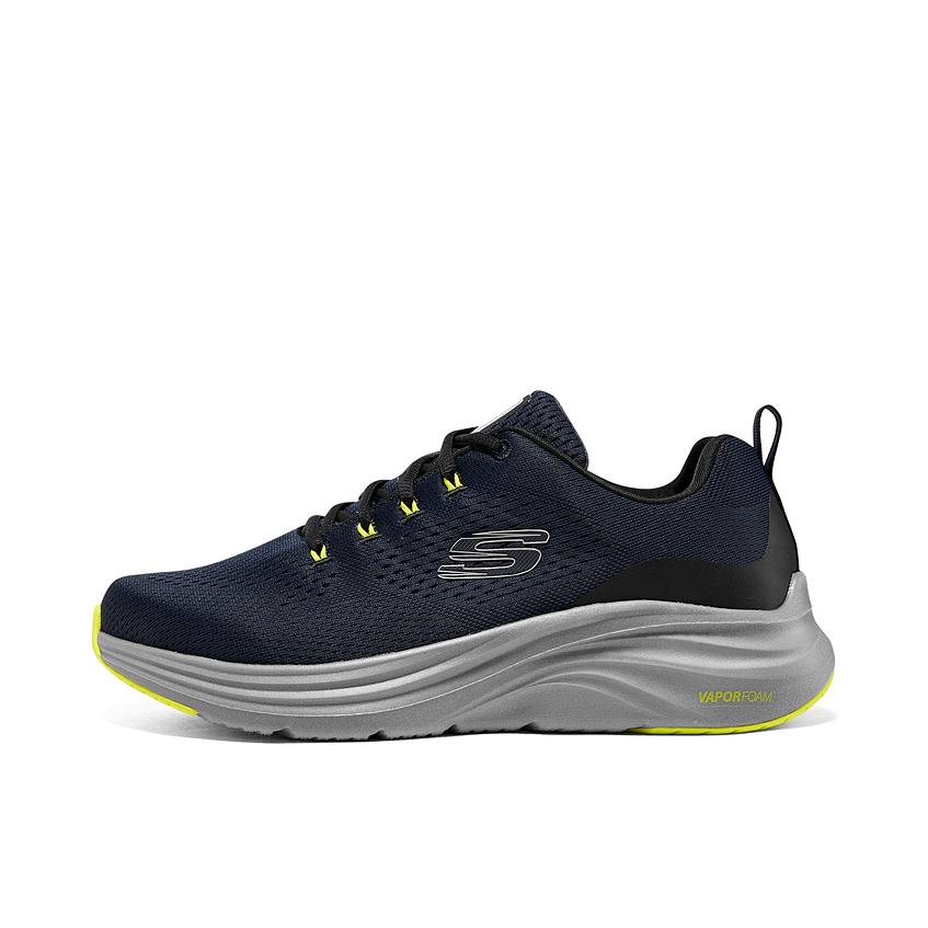 推荐商品：Skechers/斯凯奇 云迹 网布透气 缓震回弹 耐磨轻便 吸震绑带 轻质网面 厚底 慢跑 跑鞋 蓝色/灰色